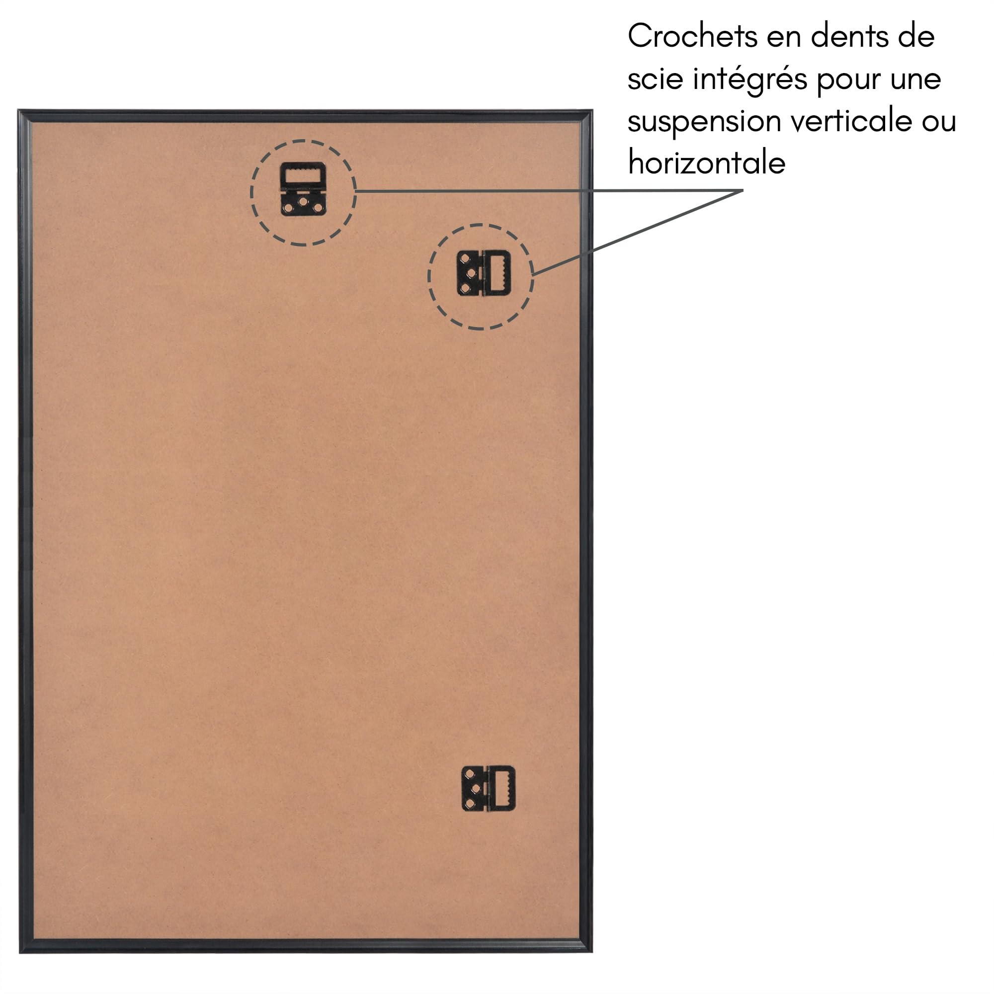 Americanflat Cadre Photo 40x60 cm Noir - Cadre 60x40 cm avec Encadrement Fin et Plexi Poli - Matériel de Suspension Intégré pour Mur - Suspension Horizontale ou Verticale - Lot de 3