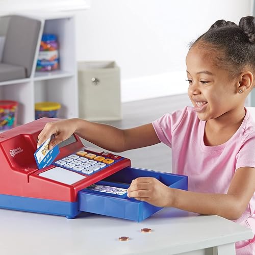 Miniatura 5 de Learning Resources Calculadora de simulación y juego con moneda canadiense, juguete clásico de conteo, caja registradora para niños, 73 piezas, a
