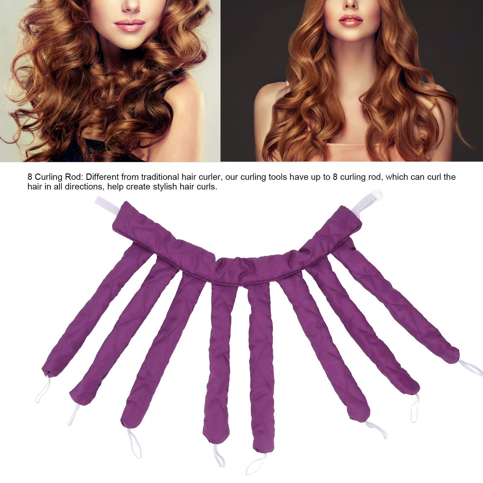 Octopus Hair Curler, Heatless Hair Roller 2pcs Cotton Styling Tool for Women Girls for Home for Thick Thin Hair(Purple) - Image 3