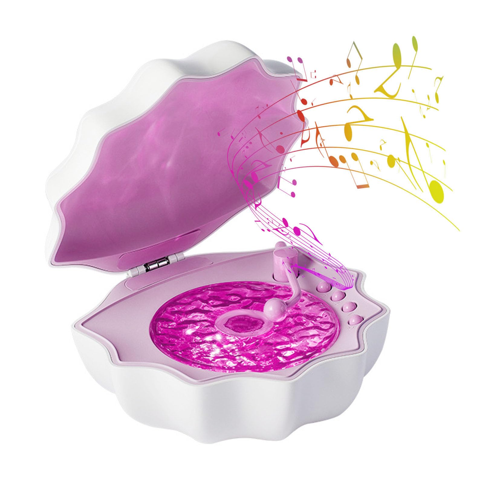 Shell BT Speaker, Portable Speaker with Relaxing White Noise, Colorful Night Light, 360 Degree Projection, Suitable for Bedroom Office (Purple)