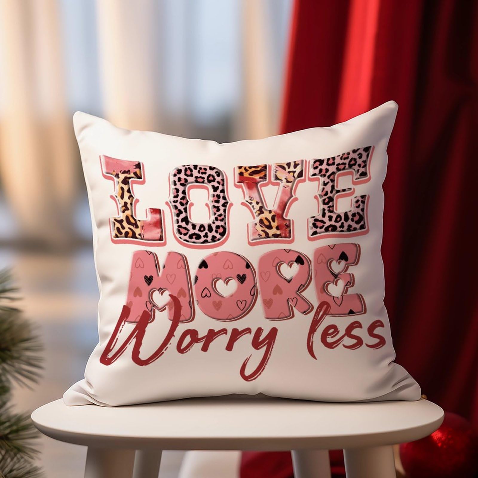 Federa Per Cuscino Sidhua 45x45 Cm Con Frase I Love You – Scritta A Cuore, Reversibile, In Lino, Regalo San Valentino, Anniversario