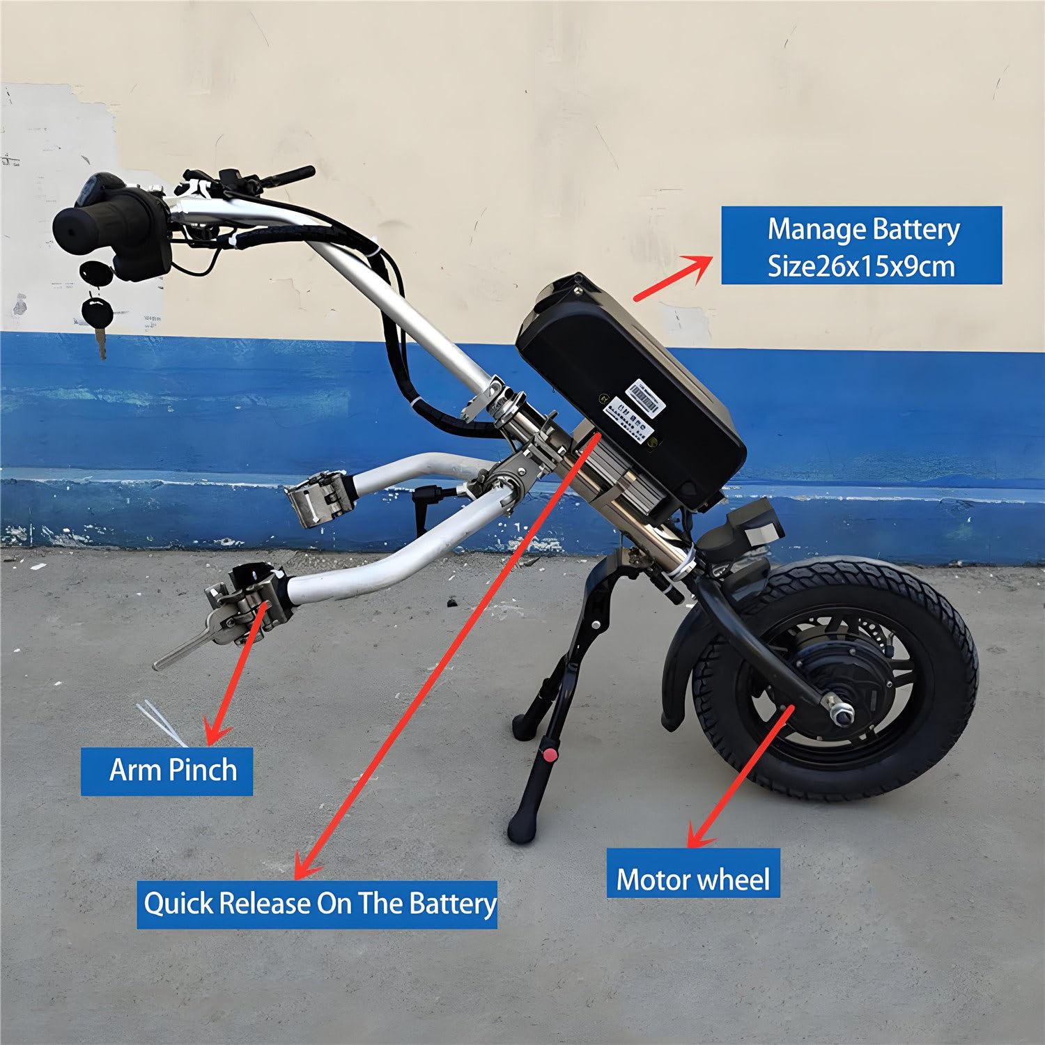 Accesorio eléctrico para silla de ruedas, motor de 500 W, 3 velocidades ajustables, mejora la movilidad para sillas de ruedas