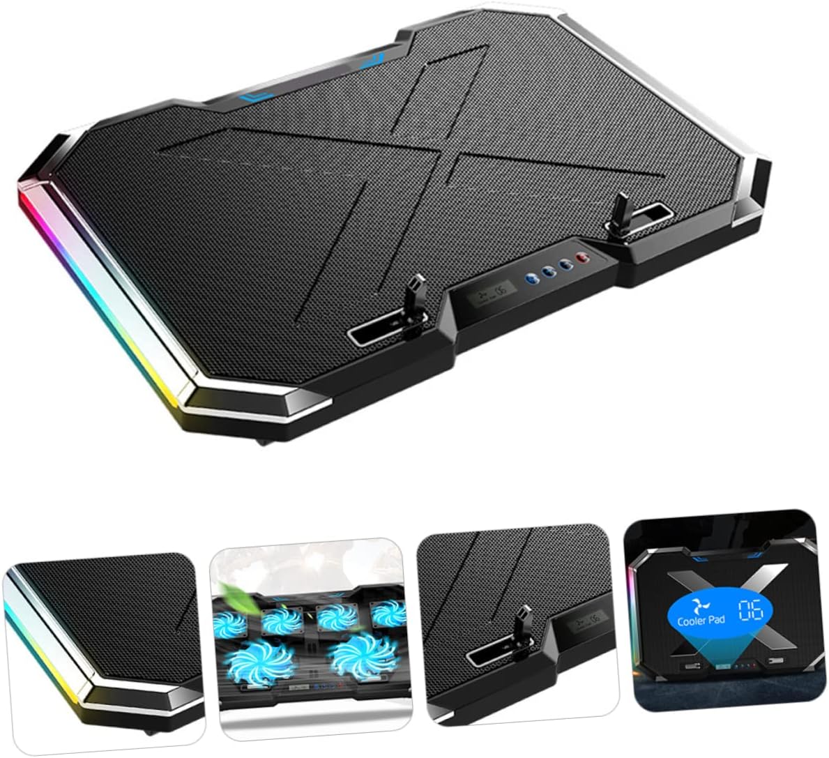 Angoily RGB Laptop Cooling Pad Adjustable Height Quiet Fan for Gaming Laptops Design for Air Cooling and Enhanced Gaming