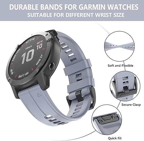 Vista 22 de OVERSTEP Correa de reloj de silicona suave compatible con Garmin Fenix 5X Band 1.024 in de ancho para Fenix 6X/Fenix 7X/Fenix 5X Plus/Fenix 6X