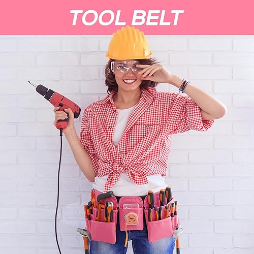 Miniatura 3 de KOYYTO Cinturones de herramientas de 19 bolsillos con hebilla de liberación rápida, cinturón de utilidad desmontable y ajustable, delantal de