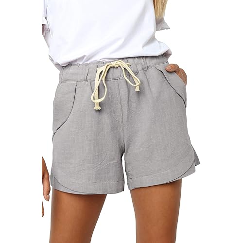 Acelitt Women Comfy Drawstring Casual Elastic Waist Pocketed Shorts,S-3XL
