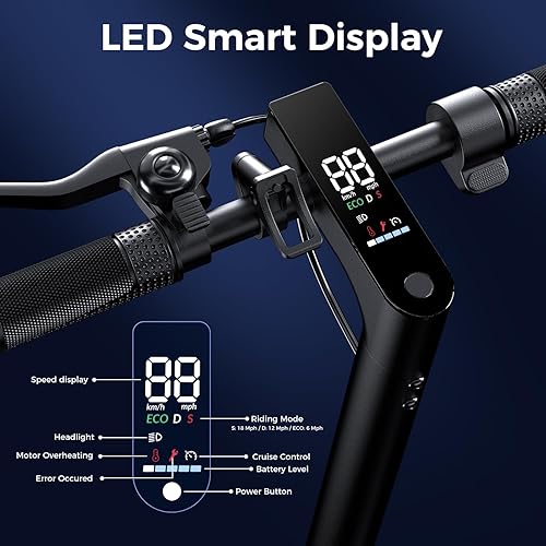 Miniatura 5 de Patinetas eléctricas para niños, motor de 5001000 W, velocidad máxima de 1825 mph, llantas de 8.59.3 pulgadas, autonomía de 2128 millas, de largo