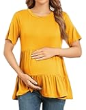Xpenyo Women's Maternity T Shirts Short Sleeve Tiered Basic Casual Pregnancy Top