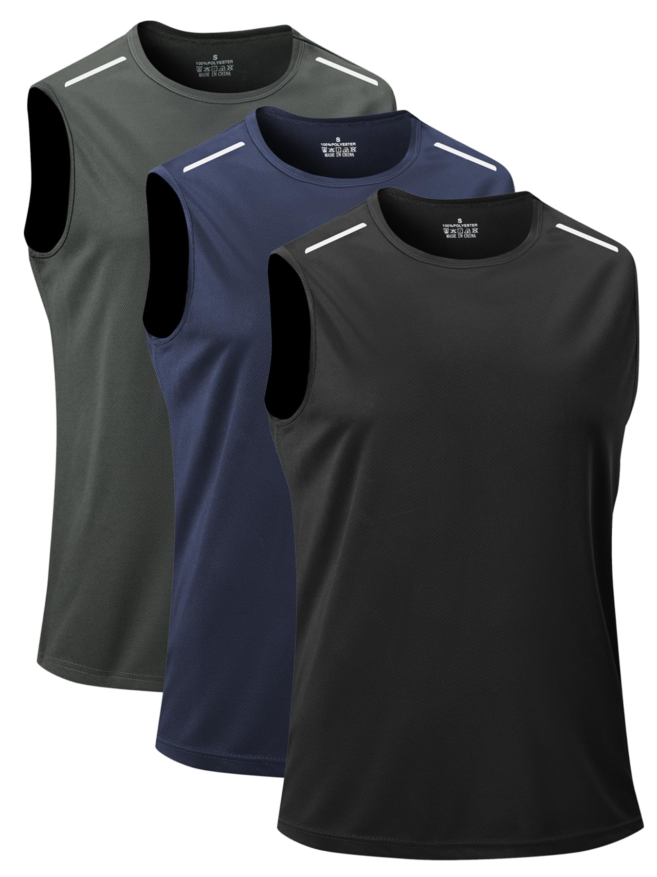 Paquete de 3 camisetas sin mangas para hombre, camisetas deportivas ligeras para viajes, deportes y uso casual — view 2