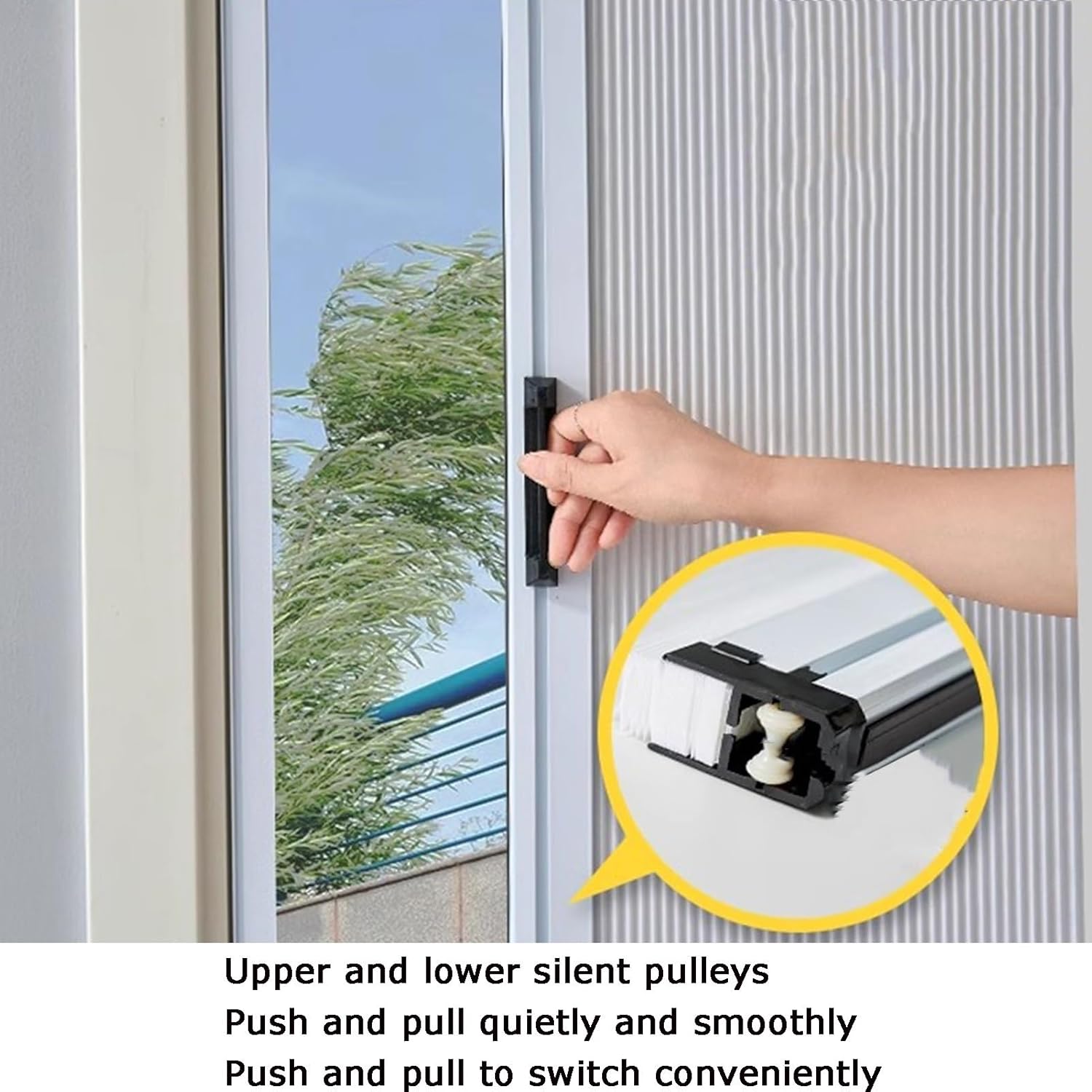 Warm-Keeping Push-Pull Type Sliding Panel， Foldable Thermal Insulated Door Blinds Shades， Track Vertical Invisible Blinds for Bedroom Office(160x100cm)