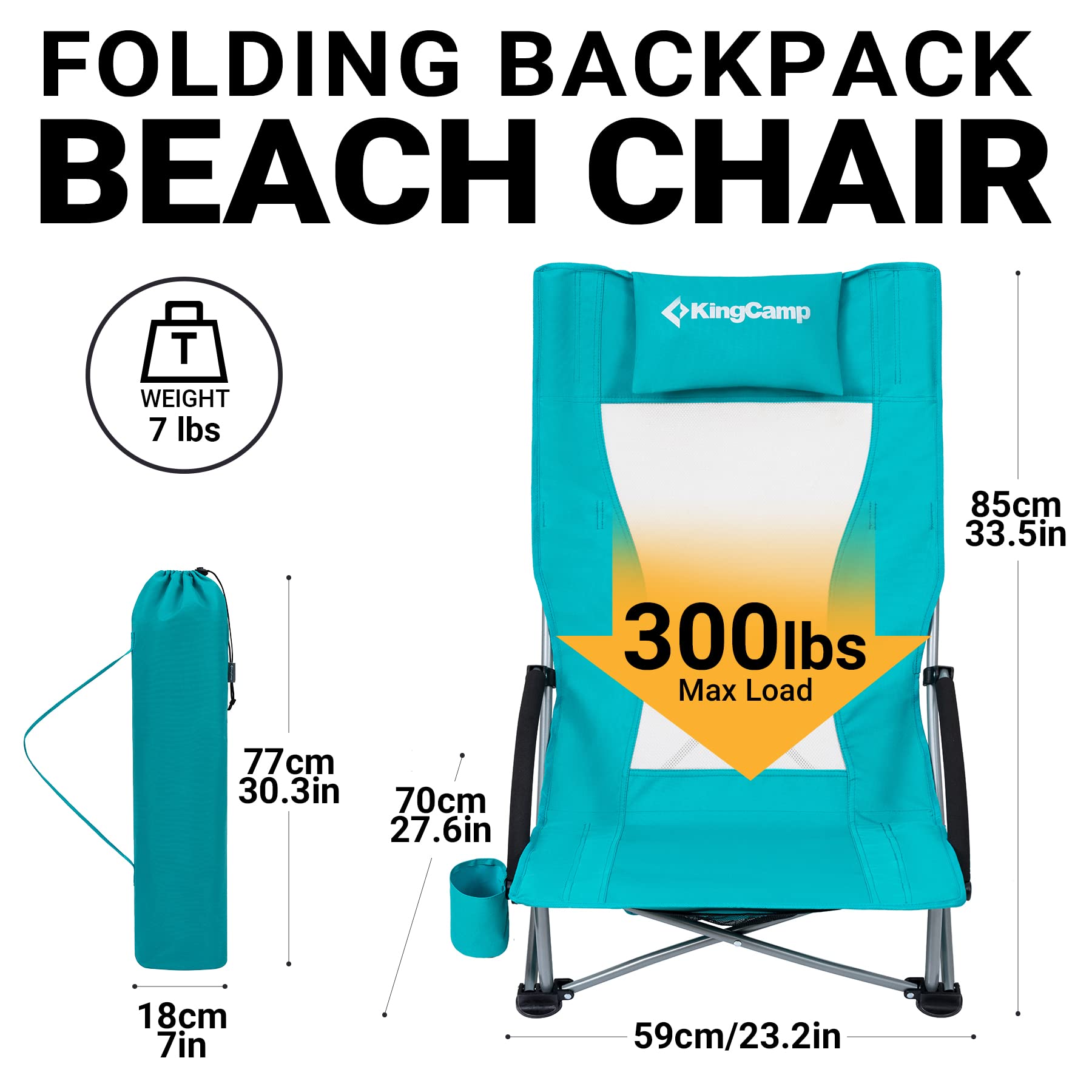 KingCamp Beach Chair 2 Pack High Back Lightweight Folding Backpack