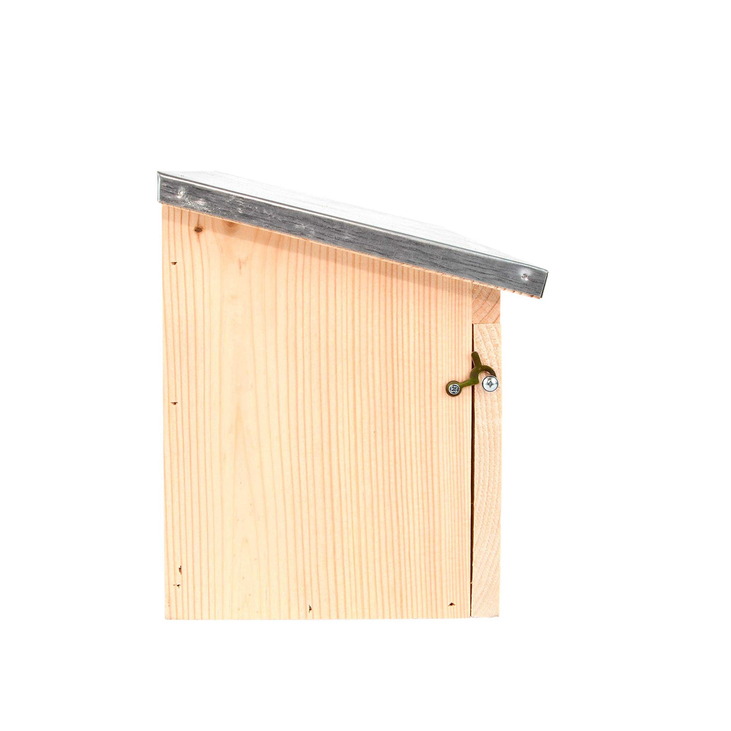 Esschert Design NK85 Horizontales Spatzenhaus aus Holz, Vogelhaus, Metalldach, Silber/Naturholz