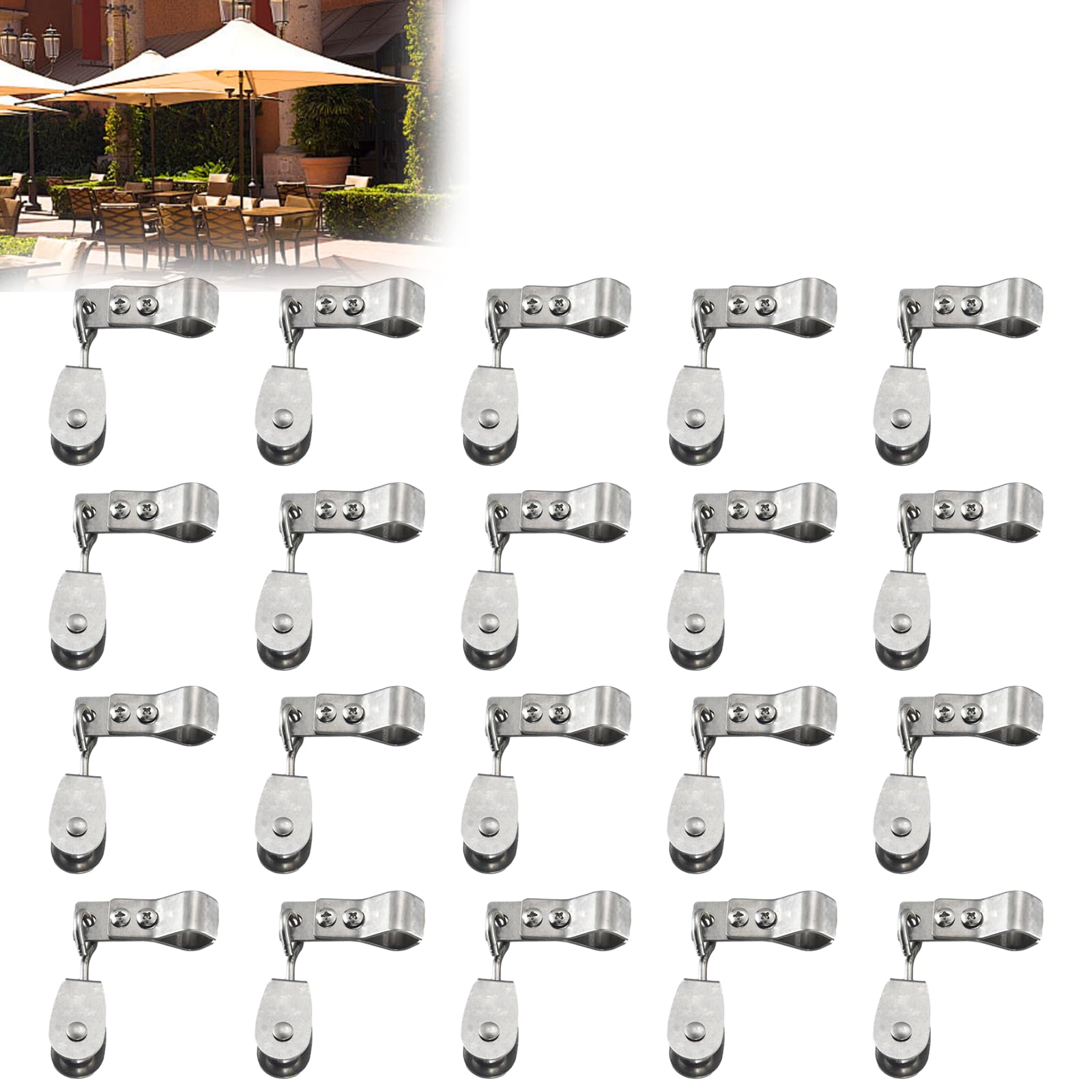 de polea de vela con abrazaderas de montaje, Juego de polea y abrazadera de acero inoxidable 304 resistente,kit de herrajes para instalación de toldo de patio al aire libre, 10 piezas