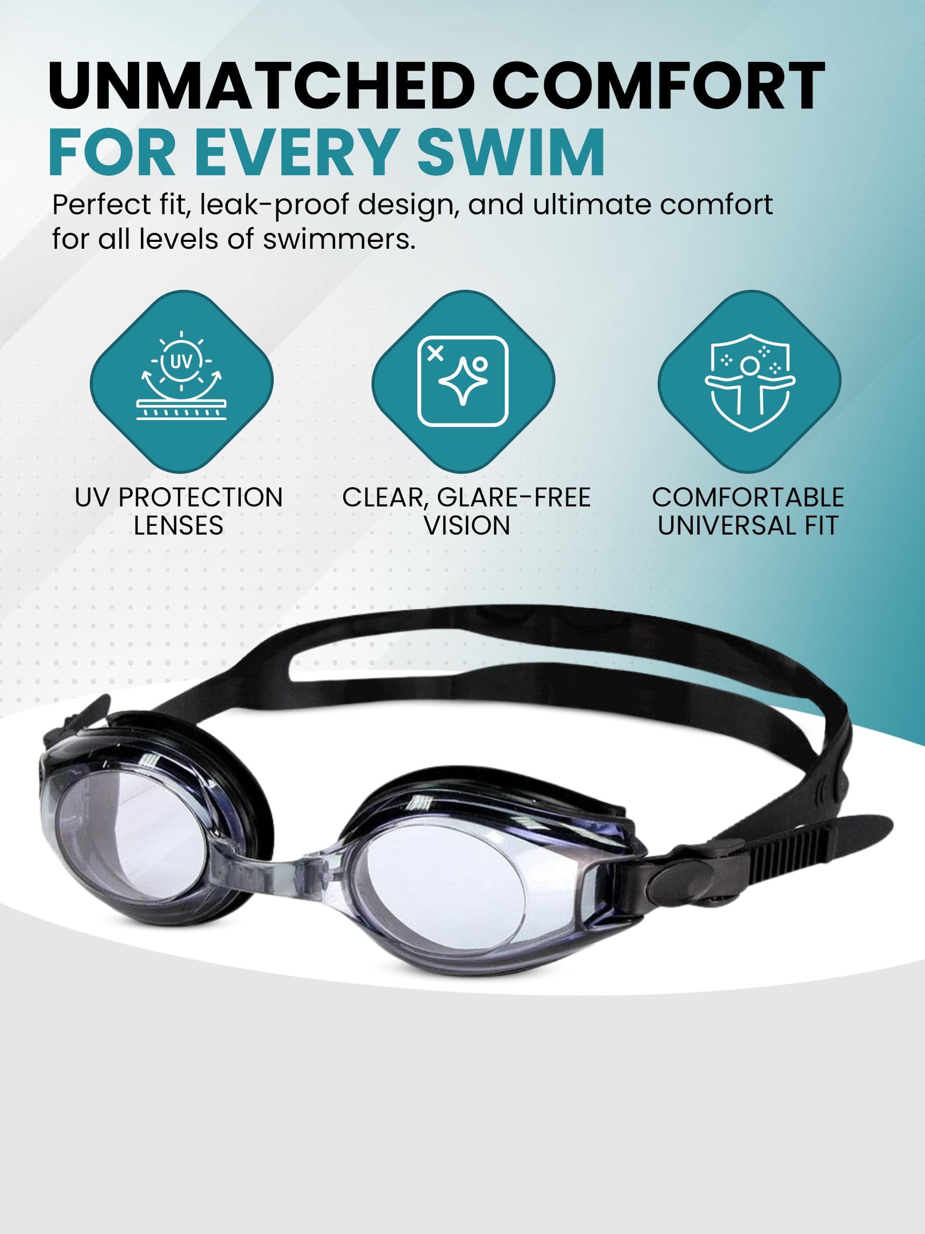 SPORTS WORLD VISION Occhialini da nuoto ottici | Occhialini da sub unisex impermeabili per adulti con diottrie positive e negative | Protezione UV antiappannamento, visione chiara e grandangolare