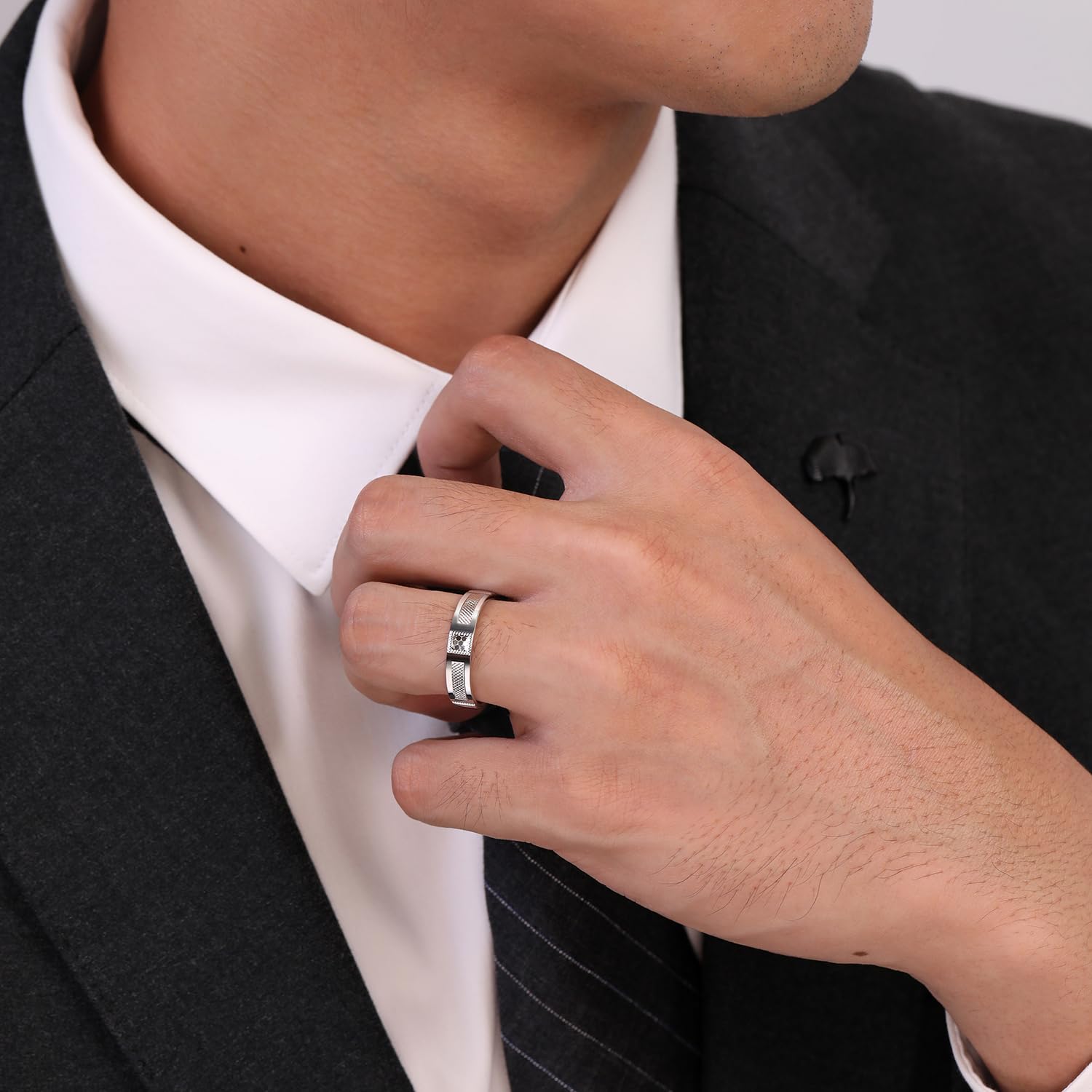 Meissa Anello Uomo in Argento Sterling 4mm, Fedina Nuziale Larga Regolabile, Anello di Fidanzamento Uomo, Vestibilità Comfort, Anello per Pollice