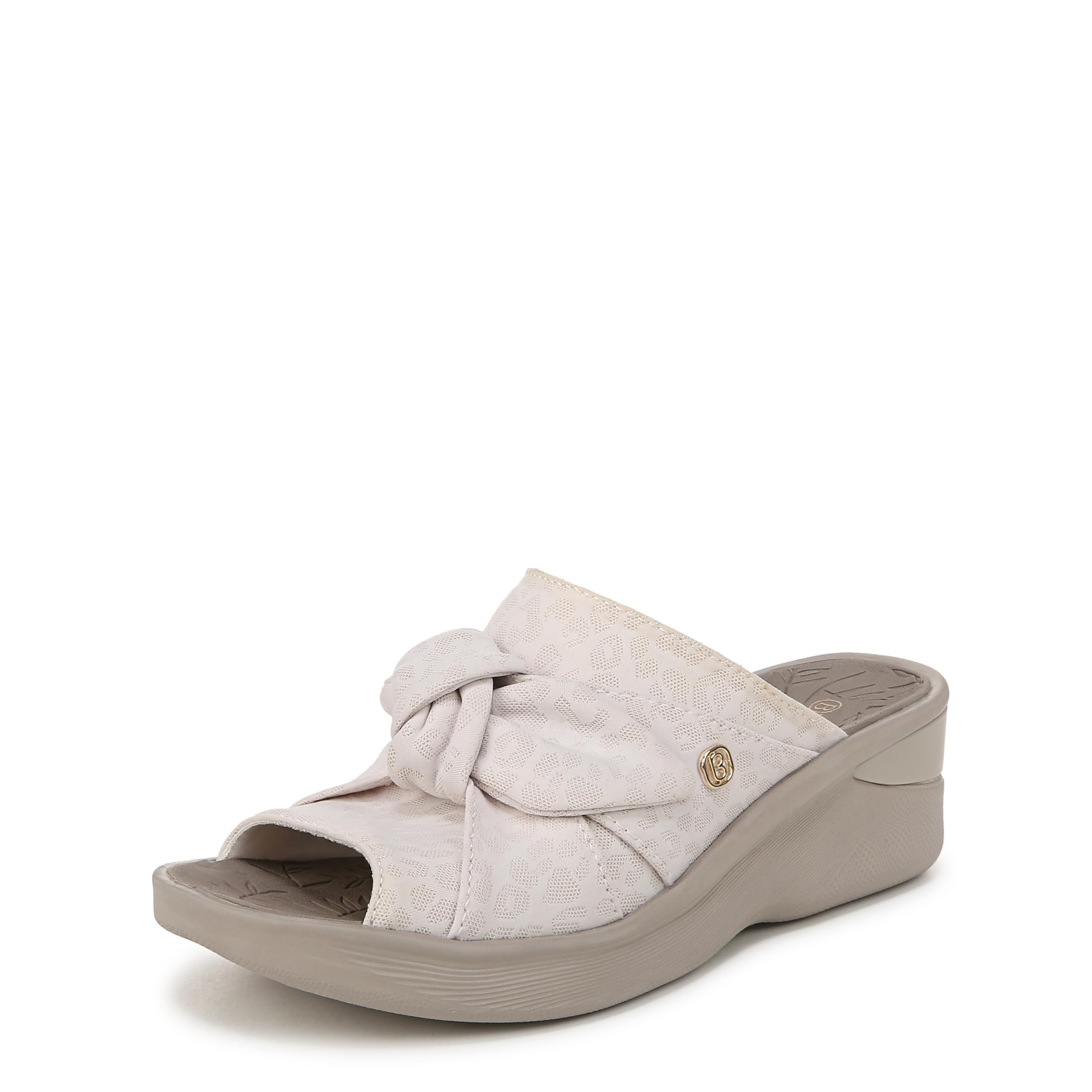 BZees Women's Smile Wedge Sandal, Cream, 6.5 M