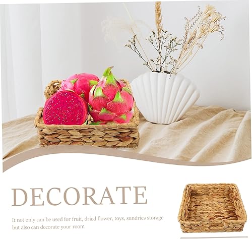 Miniatura 4 de Zerodeko Cesta de paja cuadrada de mimbre organizador de pañuelos caja de almacenamiento de cocina cesta de estante