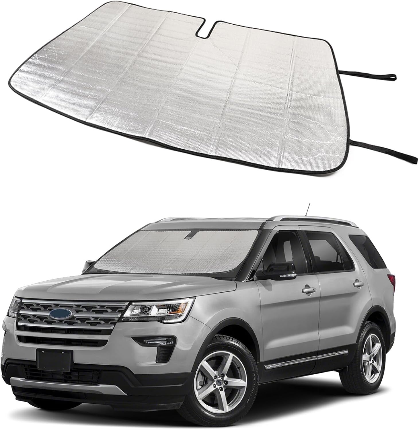 Front Windshield Sunshade Foldable Sun Visor Protector Compatible with Ford Explorer 2020-2025 SUV, ST XLT, Limited, Platinum Accessories, Keeps Your Vehicle Cool
