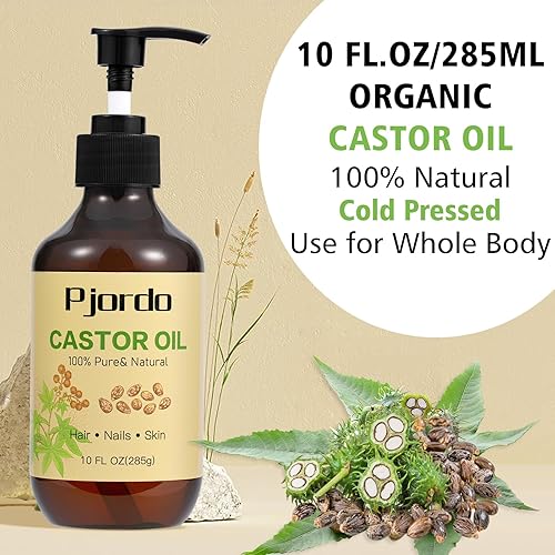 Miniatura 3 de Paquete de 6 unidades de aceite de ricino para cintura, cuello y pecho, aceite de ricino orgánico prensado en frío y reutilizable para