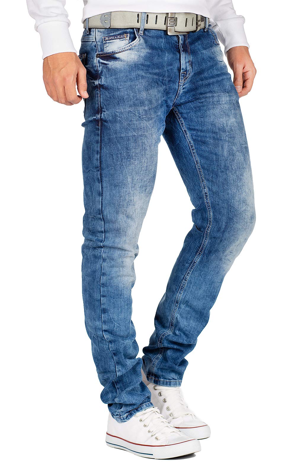 Cipo & Baxx Jeans de Hombre Regular Fit y Slim Fit – Denim con Estilo para Hombres con Efecto Usado, Cremalleras y Estilo Biker | Jeans Azules y Negros para el día a día y el Tiempo Libre