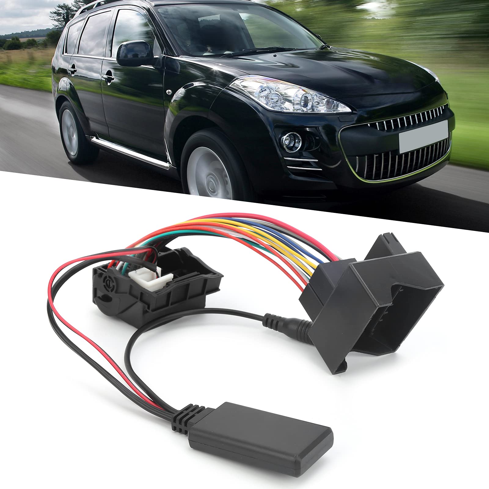 Adattatore audio per auto, adattatore audio per cavo 5.0 ‑IN per auto adatto per Citroen C2/C3/C4/C5/C6 con microfono