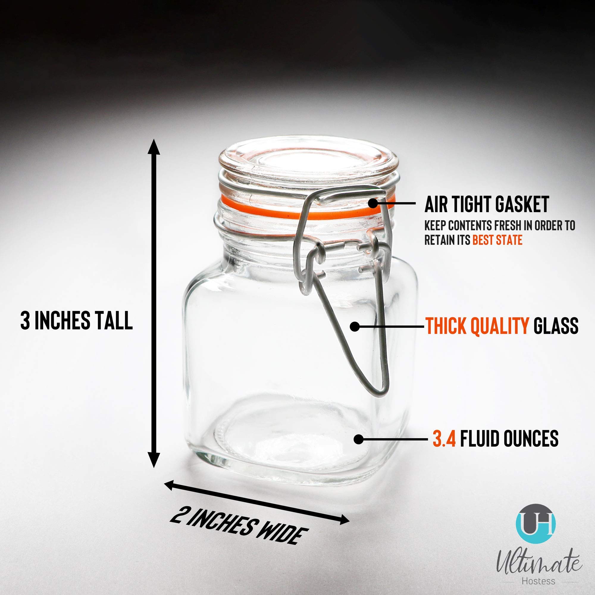 Spice Jars 3.4 oz Airtight Spice Containers 24 Count Flip Top Glass