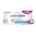 WaterWipes Sensitive+ Body & Intimate Wipes, 3-In-1 Cleans, Cares, Protects, 99.9% Water, Unscented & Hypoallergenic Hygiene Wet Wipes, Adult Care, 30 Wipes (1 Packs)