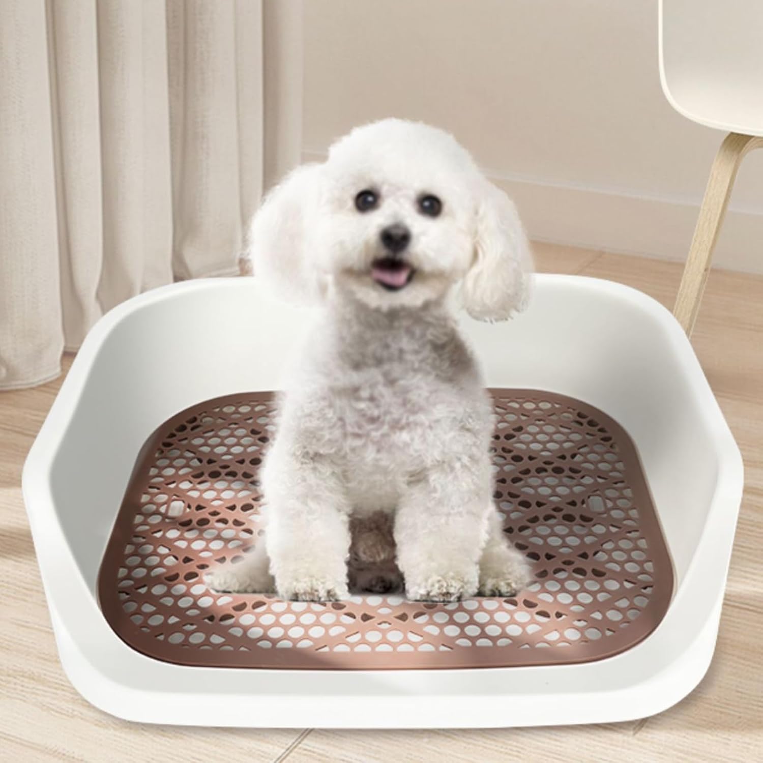 Detachable Dog Enclosure Potty with Urinary Guide Post Dog Toilet Easy to Clean Portable Pet Potty Large Space Training Dog Tray Suitable for Small and Medium-sized Dogs Fixed Point Toileting(Gray)