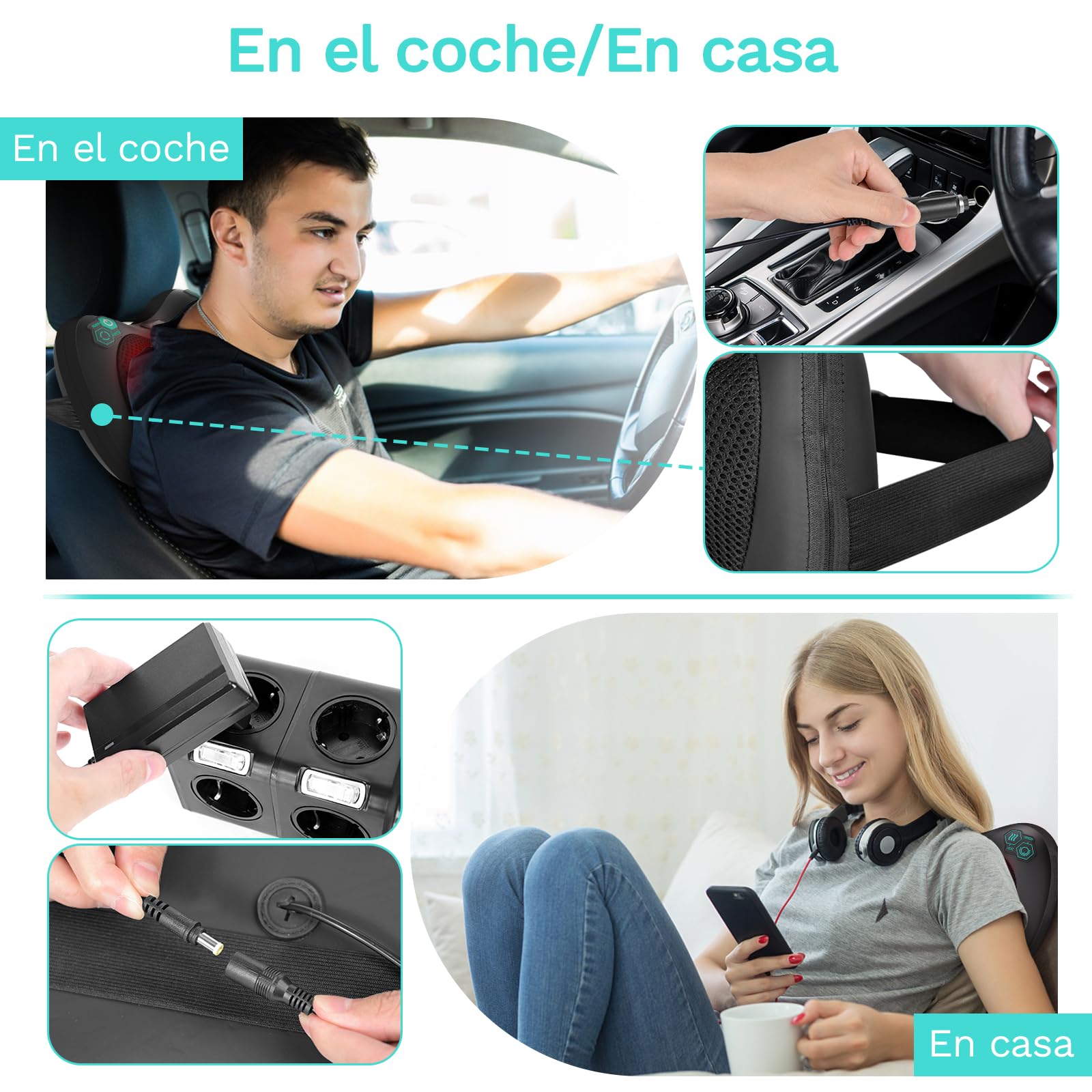 TAKRINK Masajeador Shiatsu para Espalda con 8 Nudos y 3 Niveles de Velocidad Rotación en Ambas Direcciones Ideal para Cuello y Cervical Regalo para Hombre y Mujer