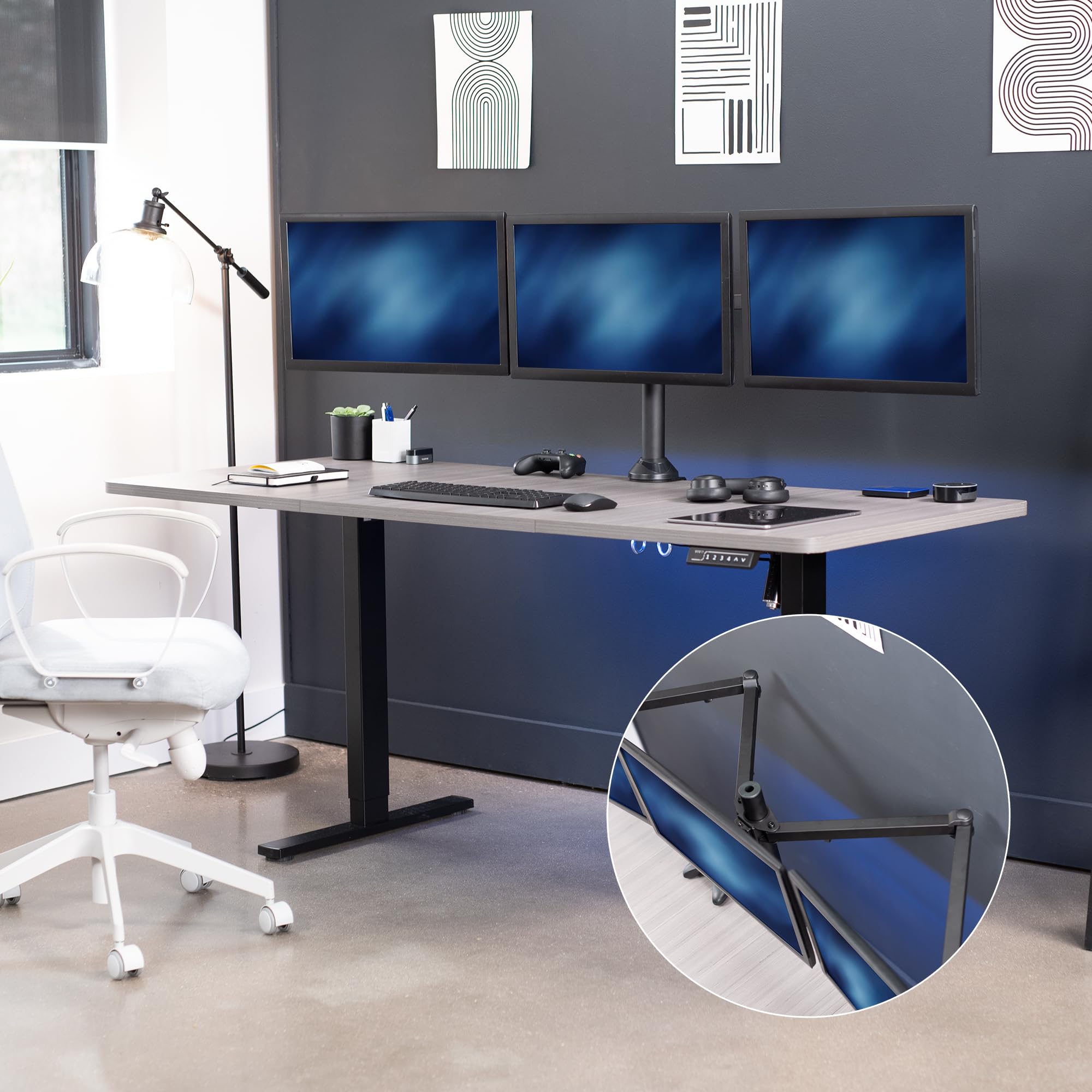 VIVO Tripla LCD computer scrivania del monitor del basamento del supporto VESA - nero regolabile in inclinazione, rotazione, e la rotazione si adatta a tre (3) schermi 13-32" (stand-V103)