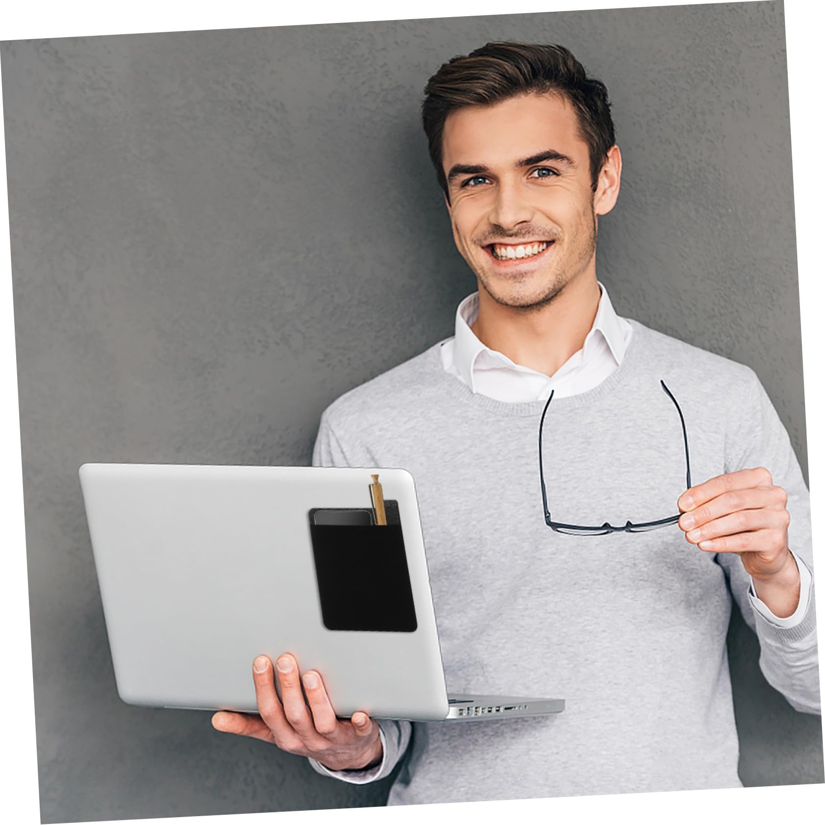 Homoyoyo Borsa per Mouse Wireless Organizer Adesivo per Laptop Custodia per Disco Rigido Esterno Borsa per Cuffie Realizzato in Pelle Buona Qualità Elastico per Contenere Accessori Vari