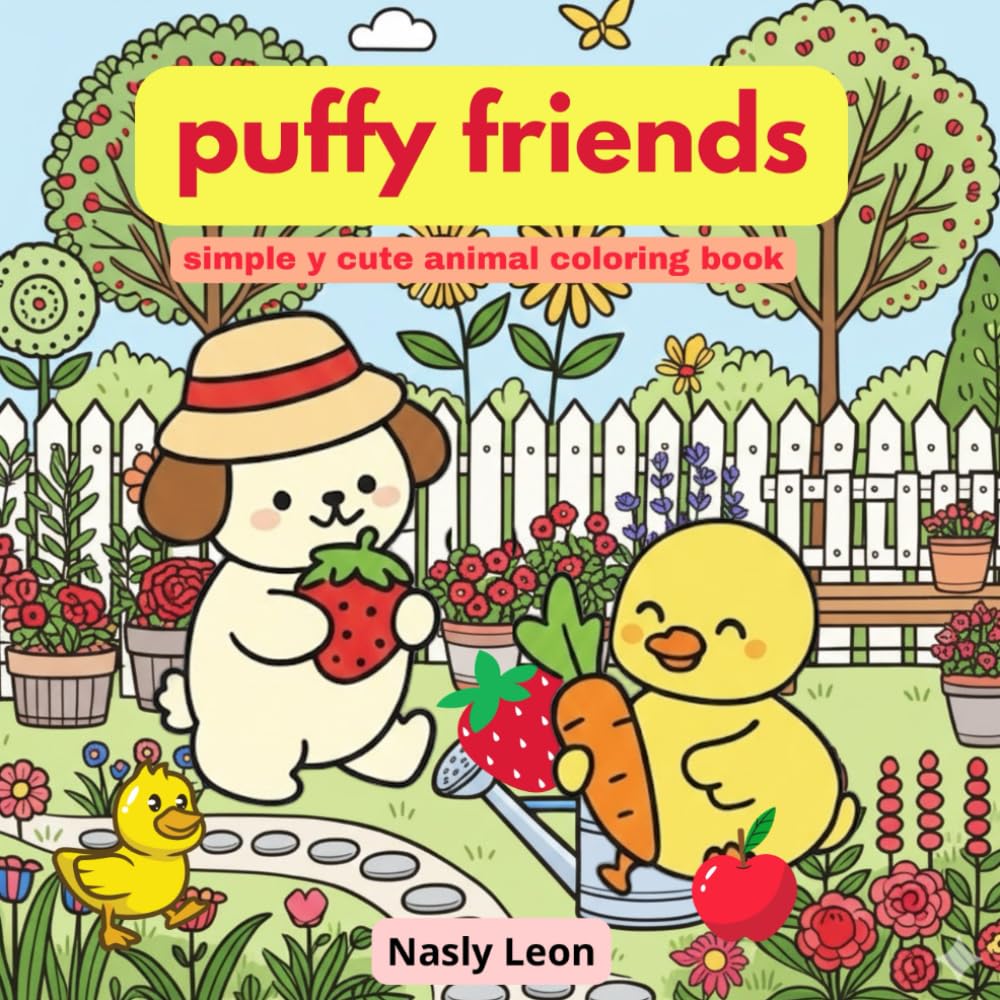 puffy friends kwai: simple y cute animal coloring book