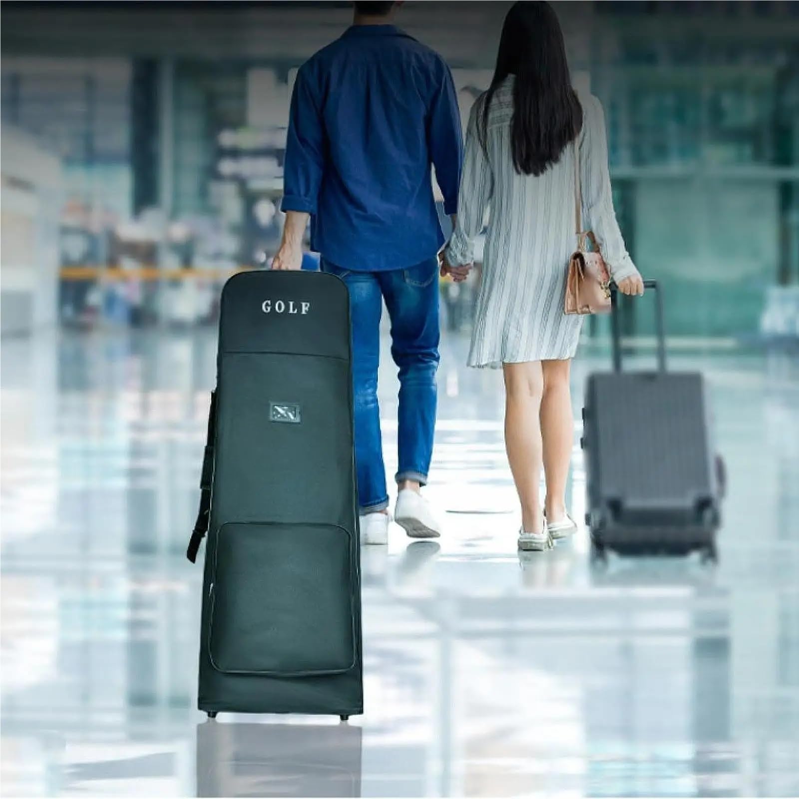 Funda para Bolsa De Golf Bolsa de Viaje Golf Accesorios Transporte protección Resistente al Desgaste Acolchada con Ruedas