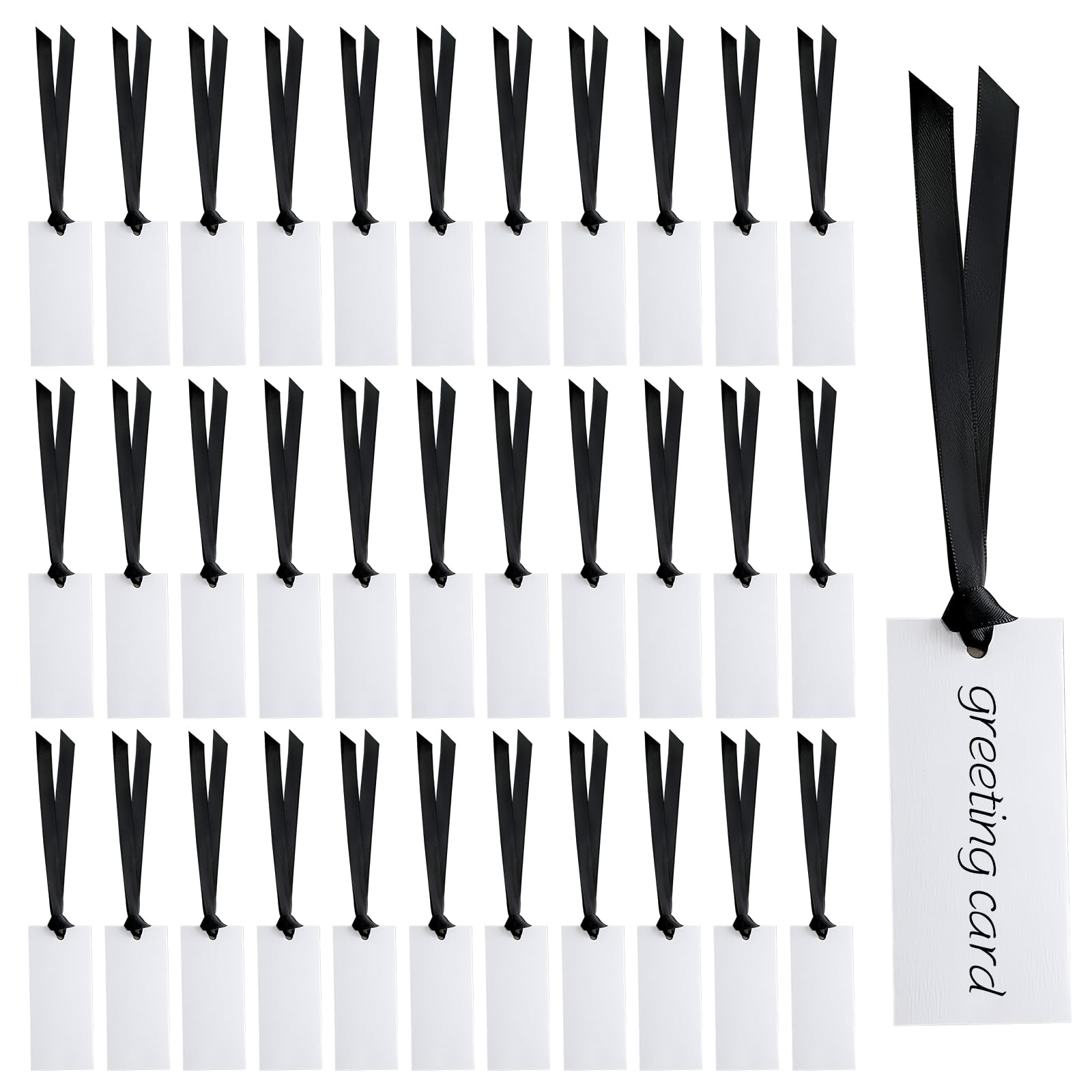 Elegant Name Cards, Name Place Card with Satin Ribbon, 50Pcs, 3.5 * 1.6Inch