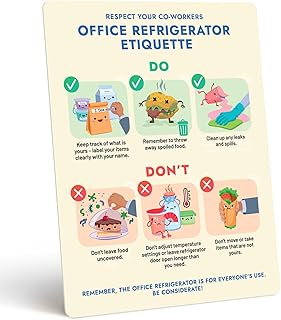 Office Refrigerator Etiquette Guide - Magnetic Signs for Refrigerator to Promote Respectful Behavior - Cute Office Supplies & Office Accessories - Office Must Haves Kitchen Decor - Office Essentials