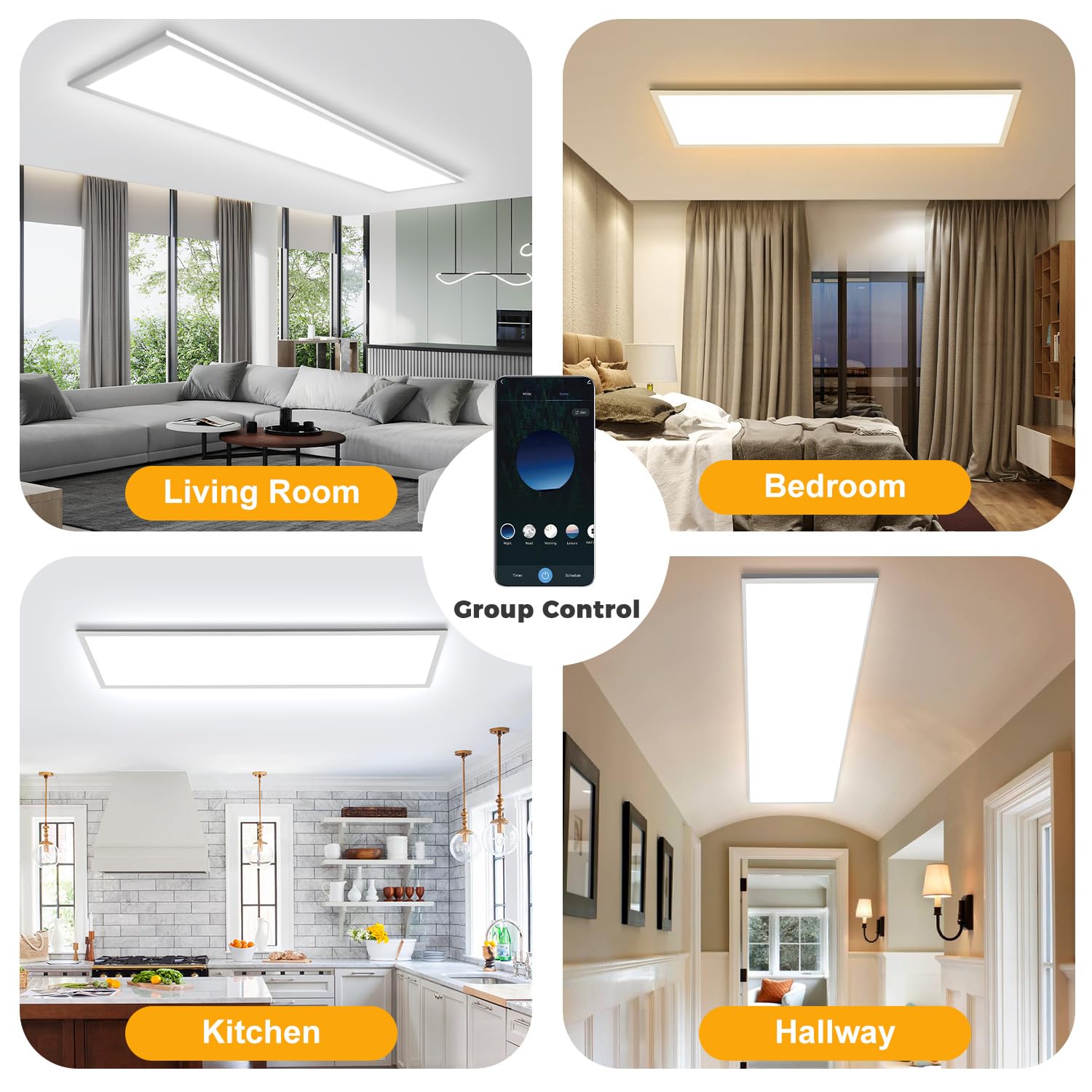 Deckenleuchte LED Dimmbar 100x25CM, 28W Smart LED WIFI TUYA Deckenlampe mit Fernbedienung, App-Steuerung 2700K-6500K Rechteckige Panel, Deckenleuchten mit Memory Funktion für Wohnzimmer, Badezimmer