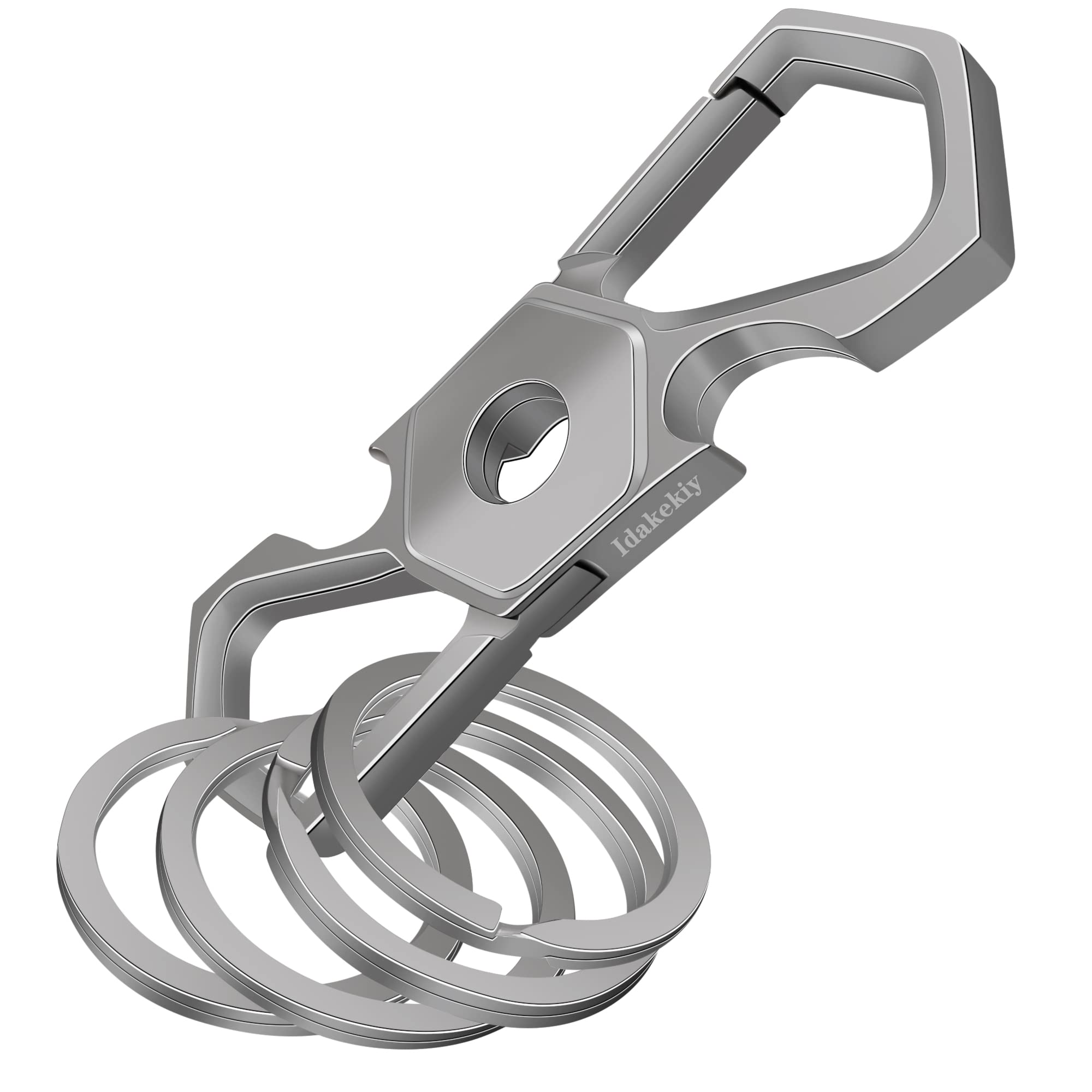 Idakekiy Key Chain Heavy Duty Car Keychain Clip Dual Bottle Opener with 4 Key Rings for Men or Women