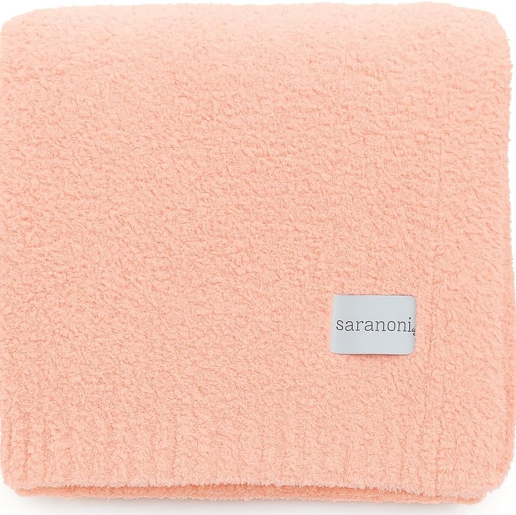 SARANONI Bamboni Luxury Baby Blanket | Cozy & Soft Plush Receiving Blankets | Perfect for Girls & Infant Baby Boy Blankets | Peach - 30 x 40"