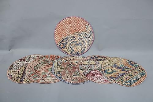 Rug Supla, Juego de seis, Kilim Supla, Orange Supla, posavasos de alfombra de 12 x 12 pulgadas, alfombra oriental, placa inferior de servicio,