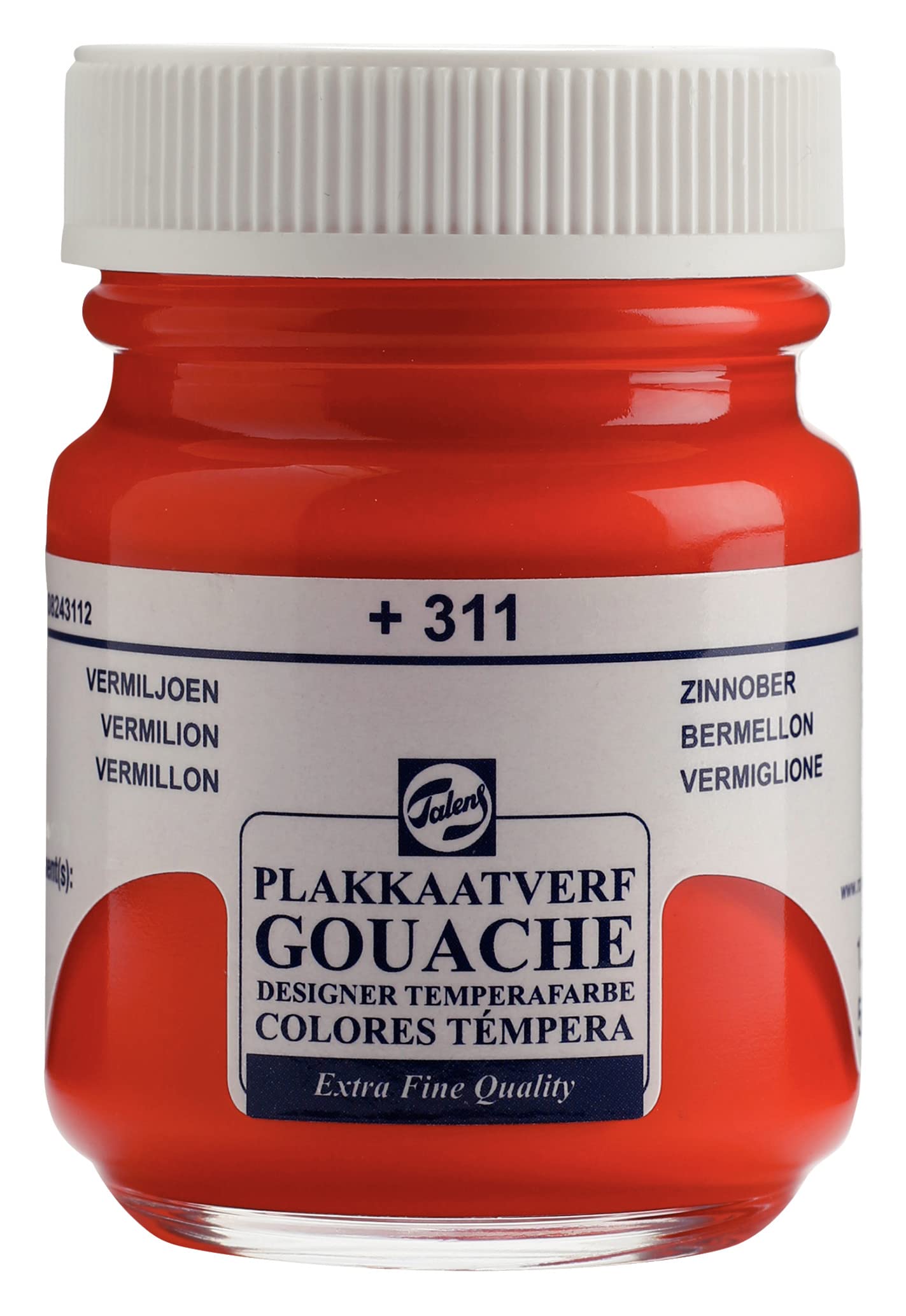 Talens Gouache Extra Fine Quality - Vermilion 311-50 ml - Highly Pigmented Matte Finish - Artist & Designer Opaque Gouache Paint