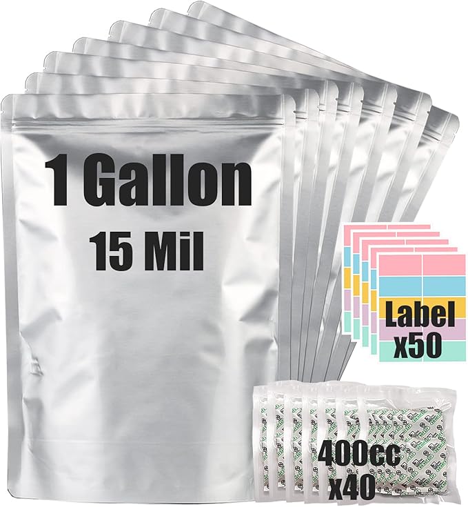 30pcs 1 Gallon Mylar Bags for Food Storage (15 Mil Extra