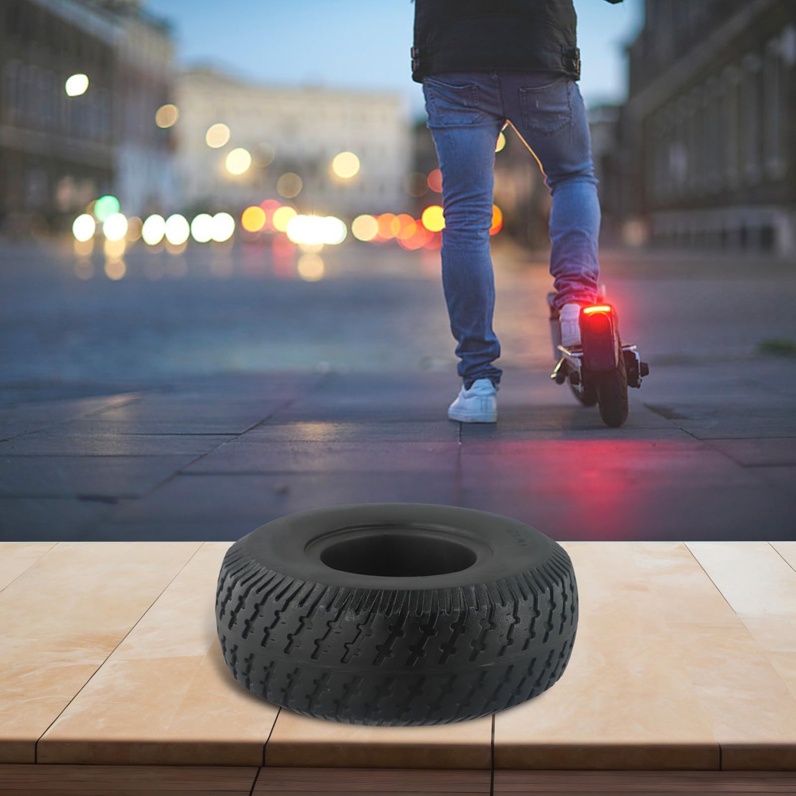 Neumático sólido de 9 x 3.50-4 de 9 pulgadas para vehículo eléctrico, scooter, triciclo, sin inflado, neumático de goma diseñado para uso a largo plazo y agarre fiable