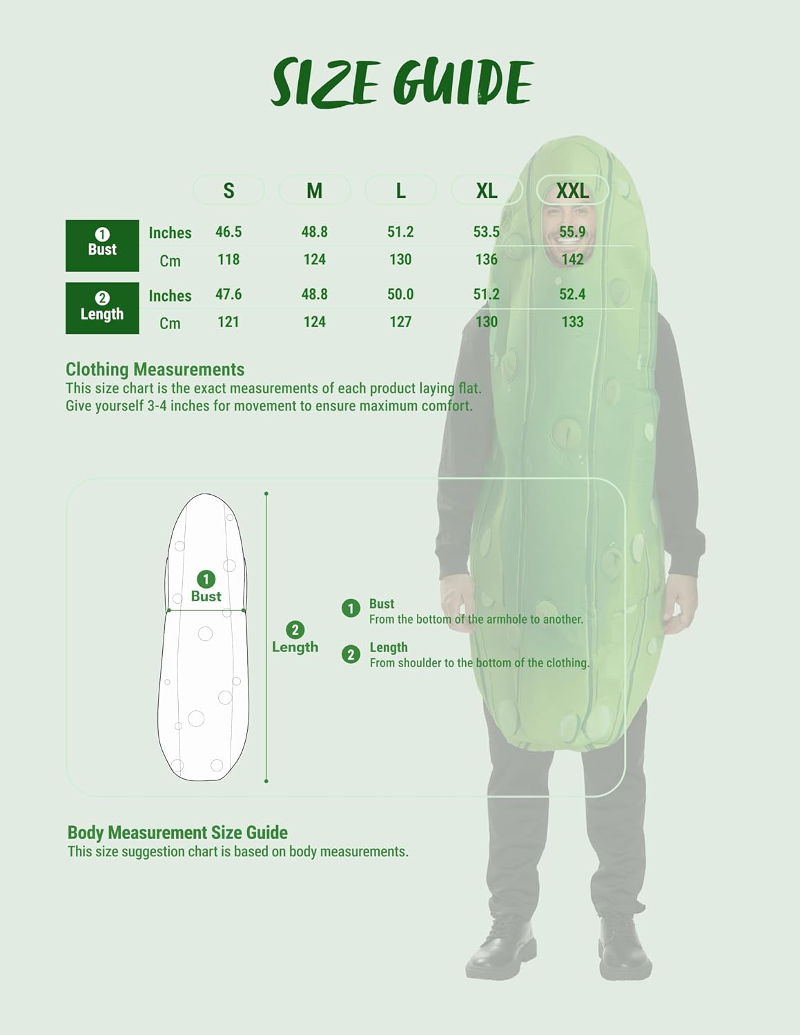 Spooktacular Creations Halloween Pickle Adult Unisex Food Costume, Funny Men's Cosplay Jumpsuit