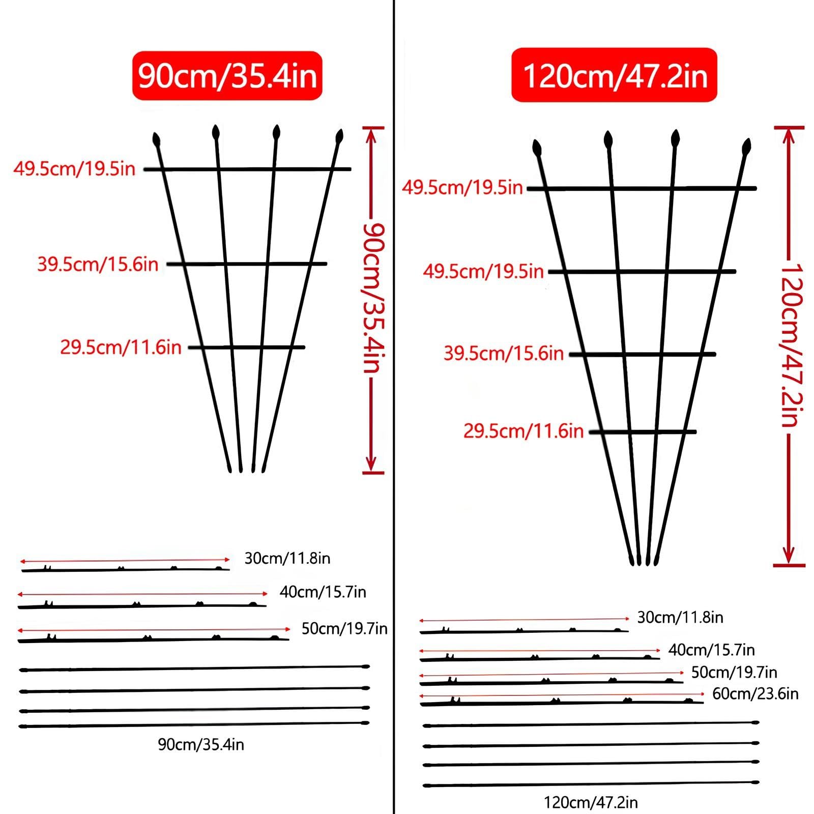 90cm 120cm Treillis De Jardin Tuteur Plante Grimpante D'intérieur/Extérieur, Support Plante pour Plantes en Pot Fleurs Et Liannes(120cm/47.2in)