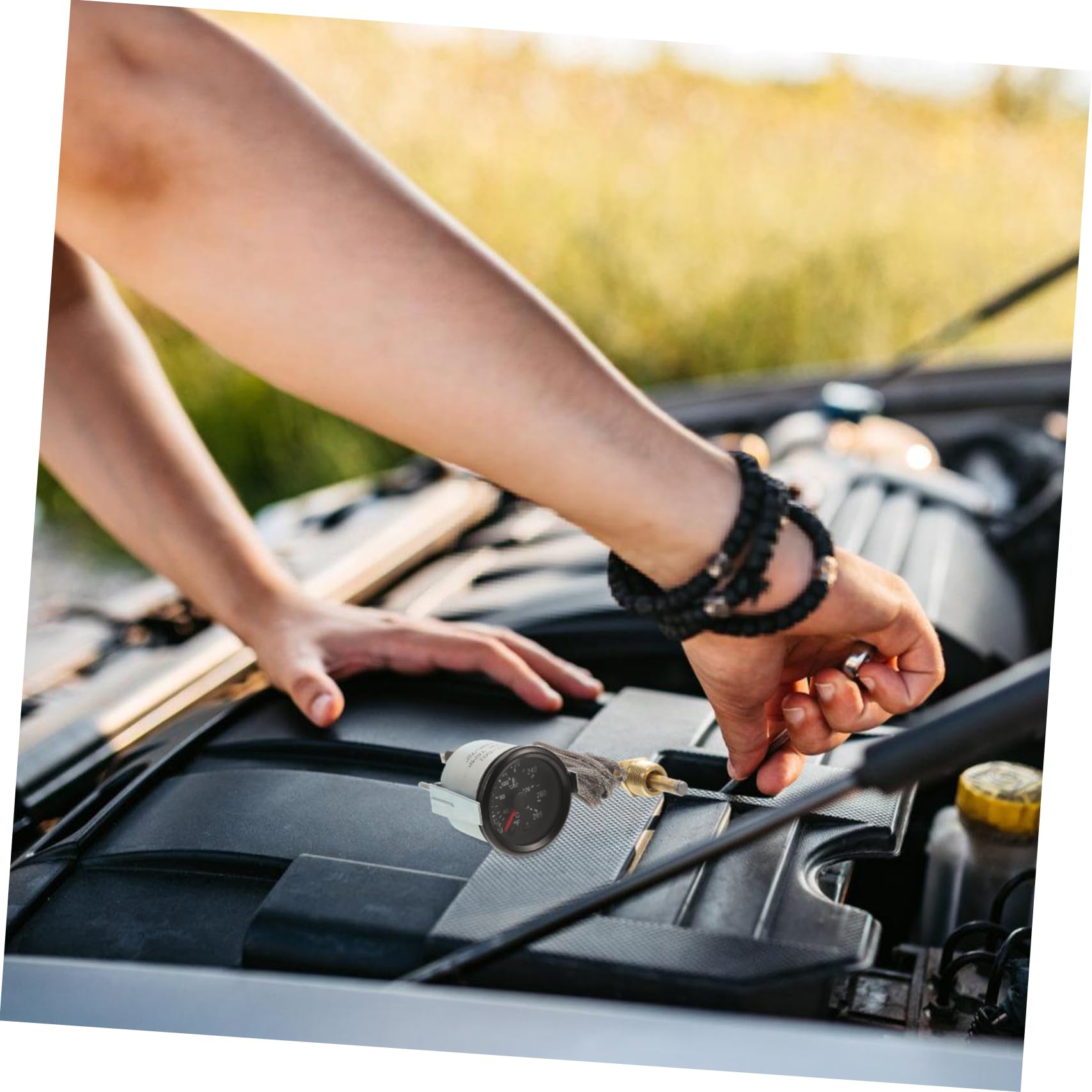 POPETPOP Indicatore Meccanico Temperatura Acqua Auto con Sensore Misuratore Temperatura Serbatoio Acqua per Veicoli Installazione Facile Monitoraggio in Reale Celsius e Fahrenheit