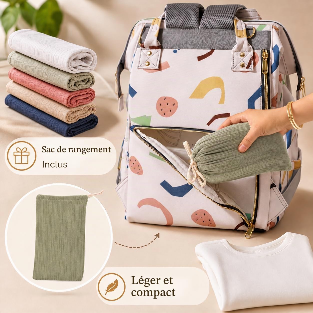 Couverture Allaitement Bébé avec Pochette, Cape d'Allaitement en Mousseline, Tablier Allaitement avec Lanière Réglable, Vêtement Allaitement Femme en Coton, Cache Allaitement Écharpe