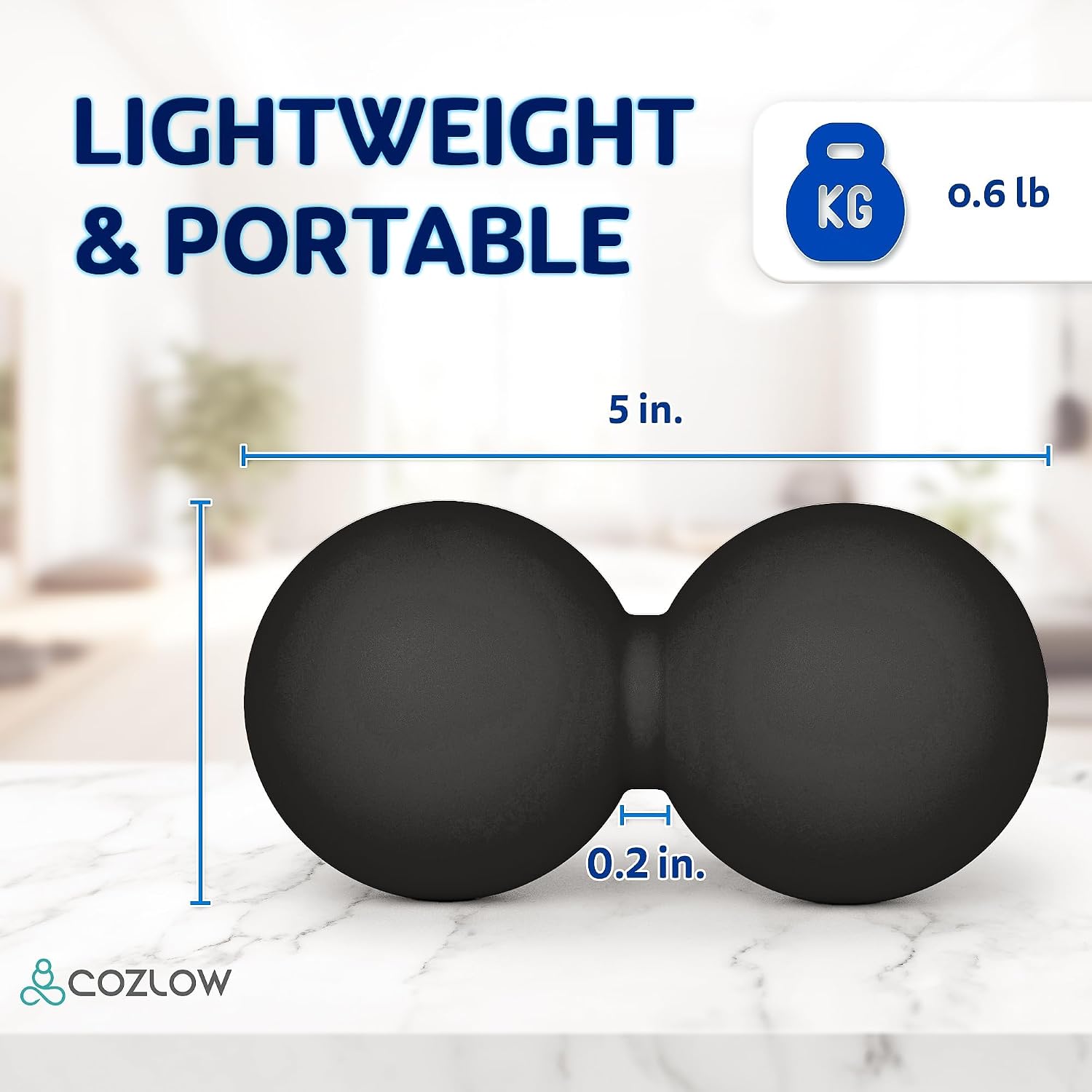 COZLOW Double Lacrosse Silicone Massage Ball - Black - Peanut Trigger Point Roller for Mobility, Deep Tissue Therapy, Myofascial Release - Acupressure Tool for Muscle Pain Relief