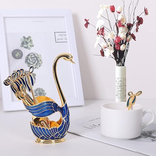 Miniatura 7 de Gusnilo Cucharas de postre y tenedores de postre, juego de cucharas de café, tenedor y cuchara, juego de vajilla creativo de metal con 5 cucharas y