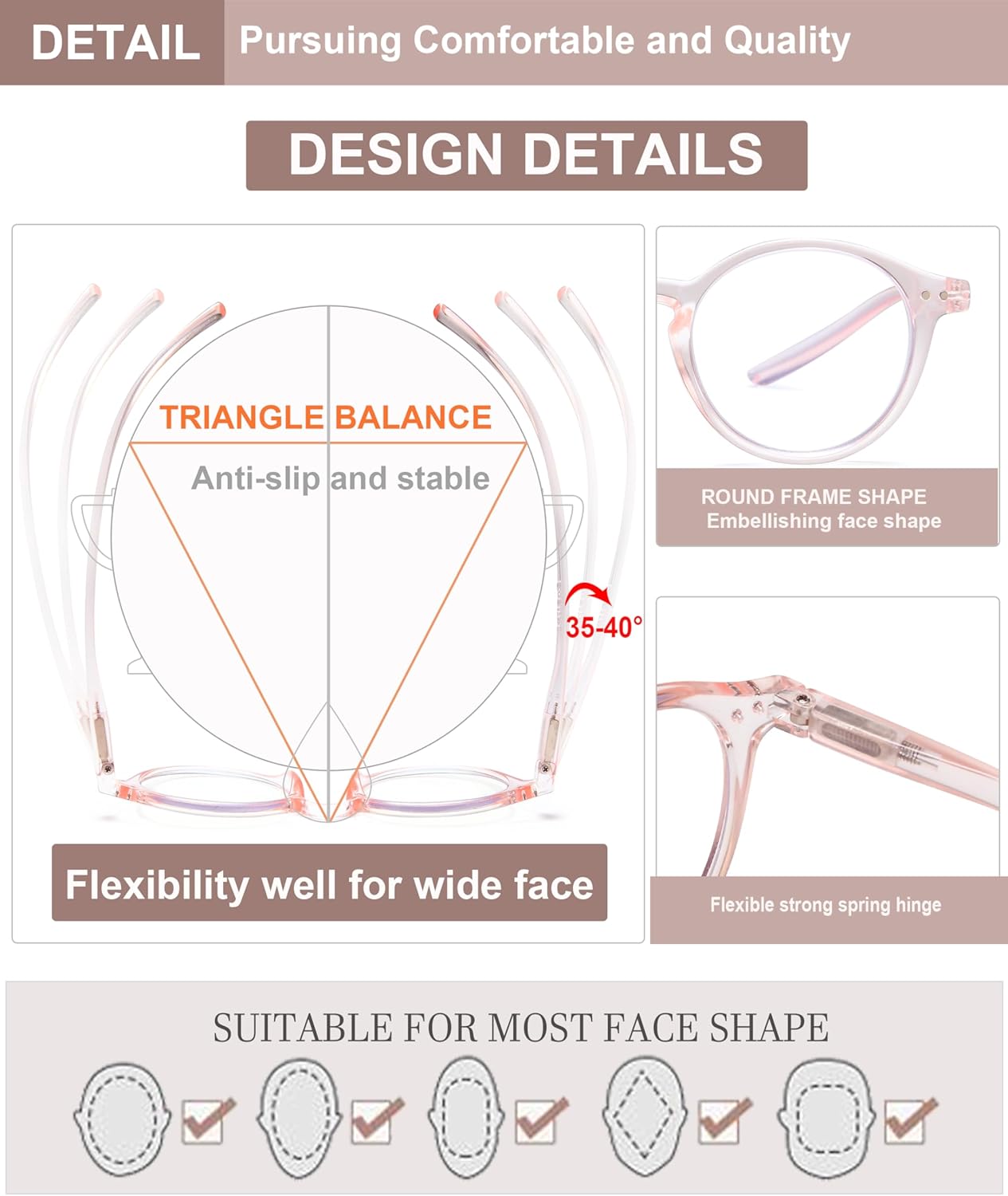 EYEURL 4-Pack Round Reading Glasses for Women Men Blue Light Glasses Retro Round Computer Readers With Spring Hinges Anti Glare Filter Lightweight Eyeglasses 1.5 - Image 6