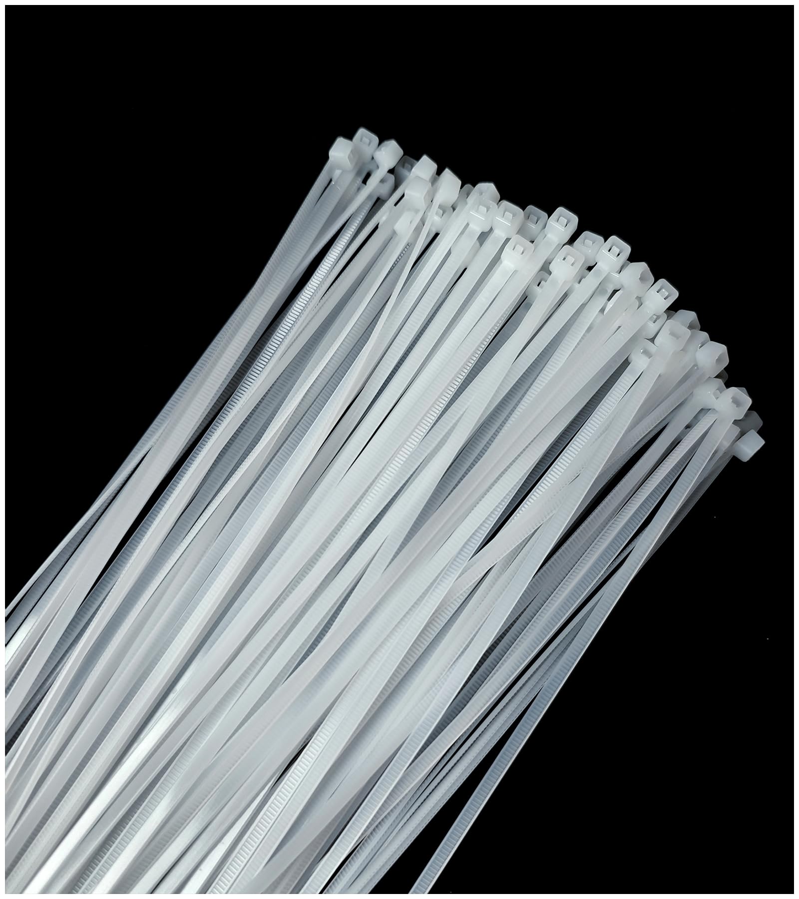 Menylon White Cable Ties 100 Pack,200mm×4mm Zip Ties Clear, Plastic Nylon Self Locking Wire Ties Wraps for Home, Office,Garden and Outdoor